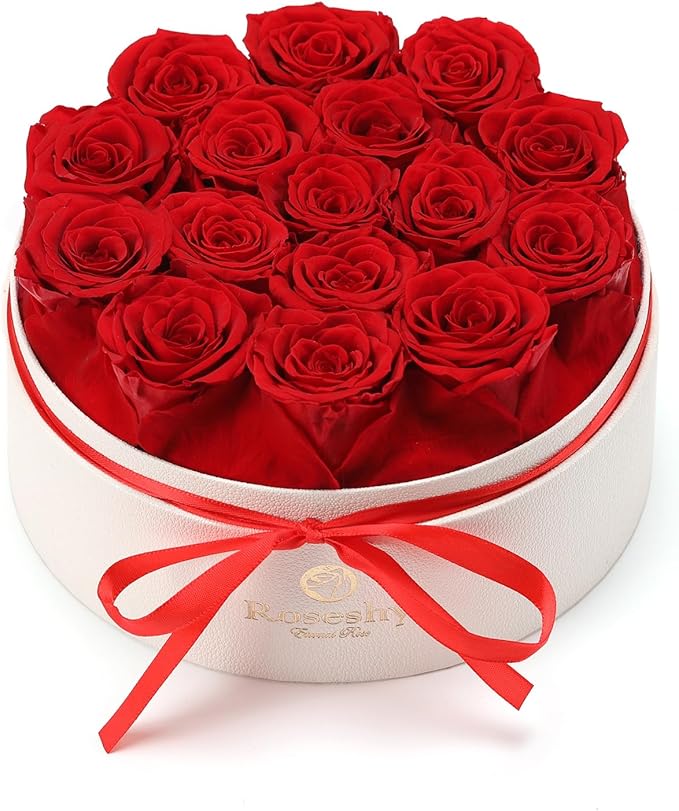 Mothers Day Flowers Roses Gifts for Mom,16pcs Red Forever Preserved Roses in Round Gift Box,Mothers Day Delivery Prime Gifts-Roses Gifts for Women,Mom.