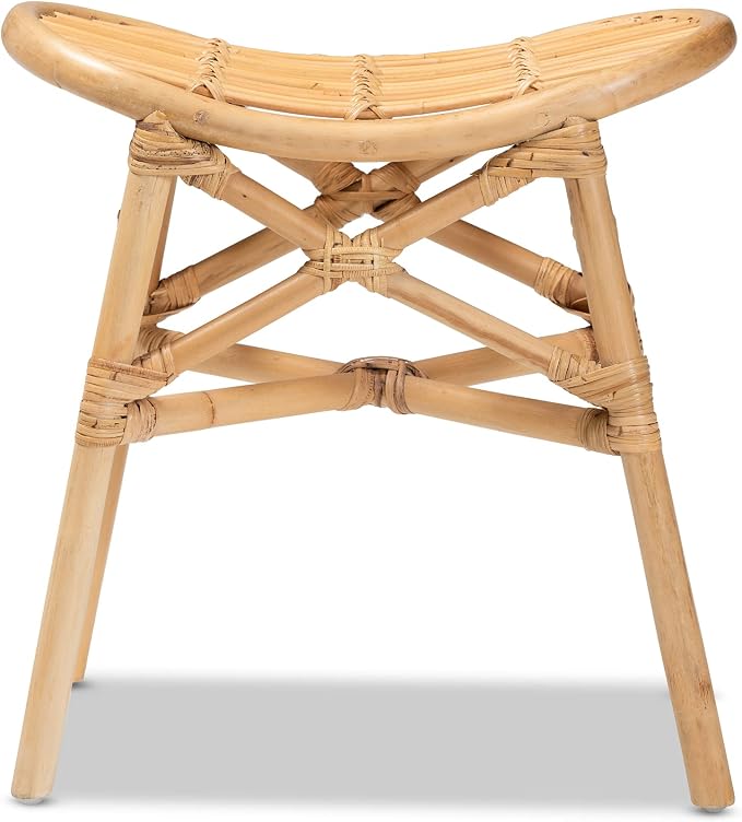 bali & pari Elgon Modern Bohemian Natural Rattan Footstool