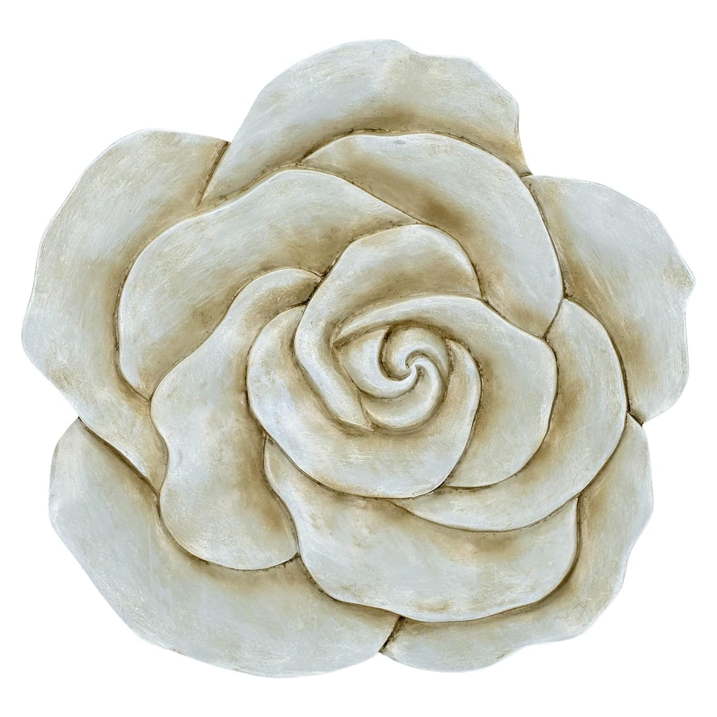 NAT & Jules Rose Flower Shaped Dimensional Indoor Outdoor 12 inch Cast Resin Decorative Garden Stepping Stone, Patio, Walkway Sculpture Yard Art, Stone Grey