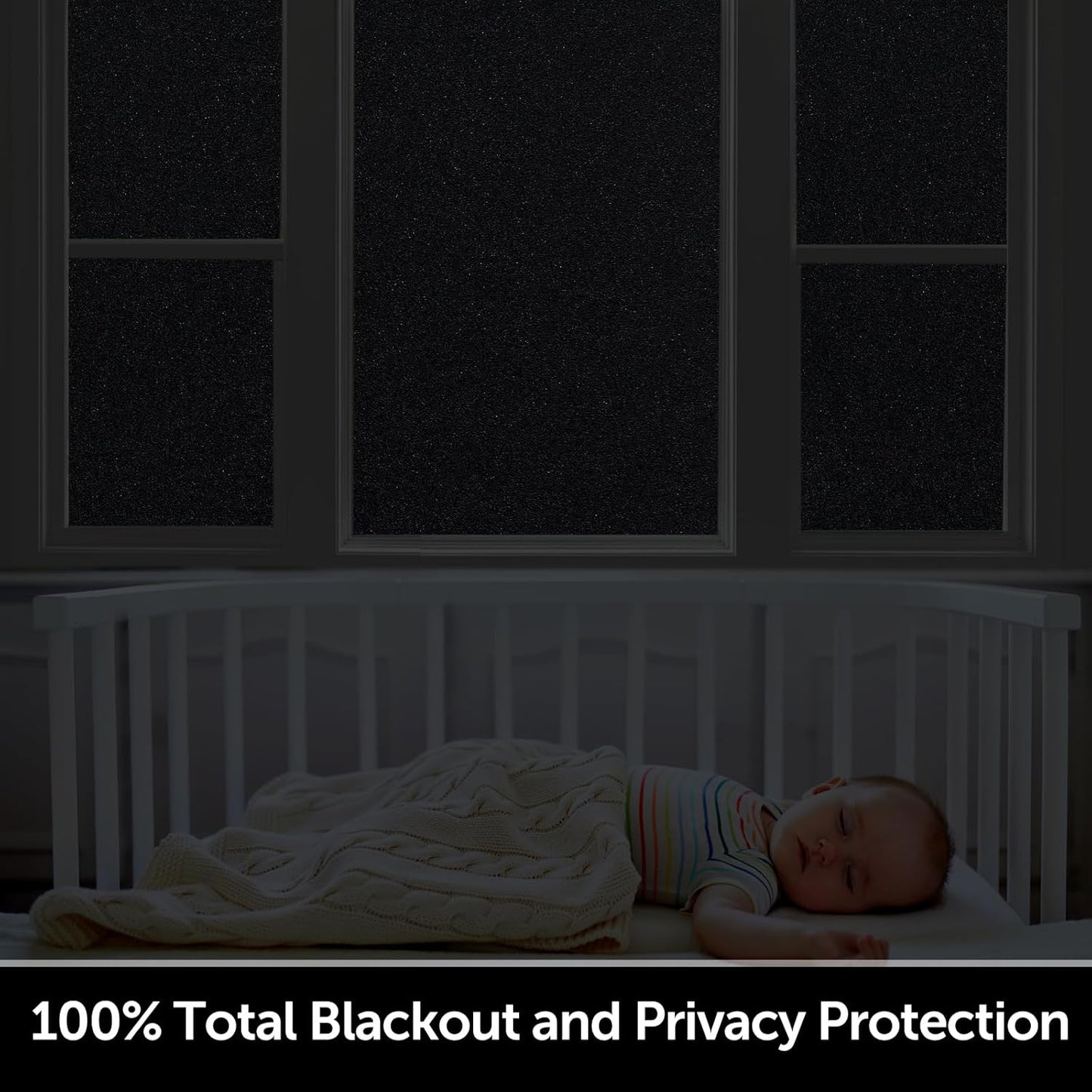 HIDBEA Blackout Window Film,100% Light Blocking Room Darkening Window Privacy Film,Frosted Glass Window Film Heat Control, Removable Window Cover Tint for Day Sleep (Black,17.3in x 13.1ft)