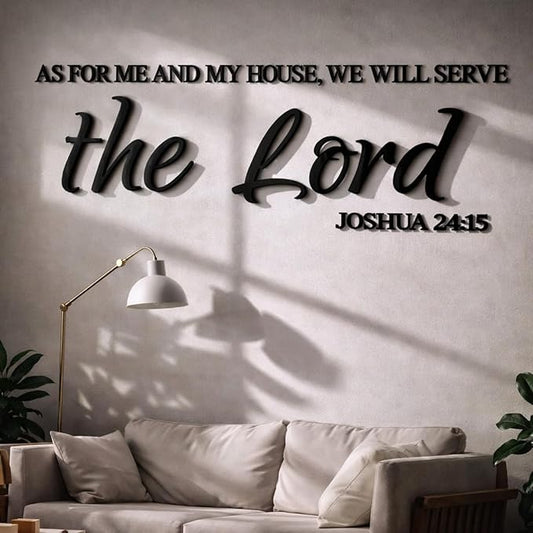 AceOrbit Christian Wall Art Decor As for Me and My House We Will Serve The Lord 16.5 x 64 Inch Wood Scripture Bible Verse Jesus Wall Art Letters Religious Decor for Home Church Kitchen