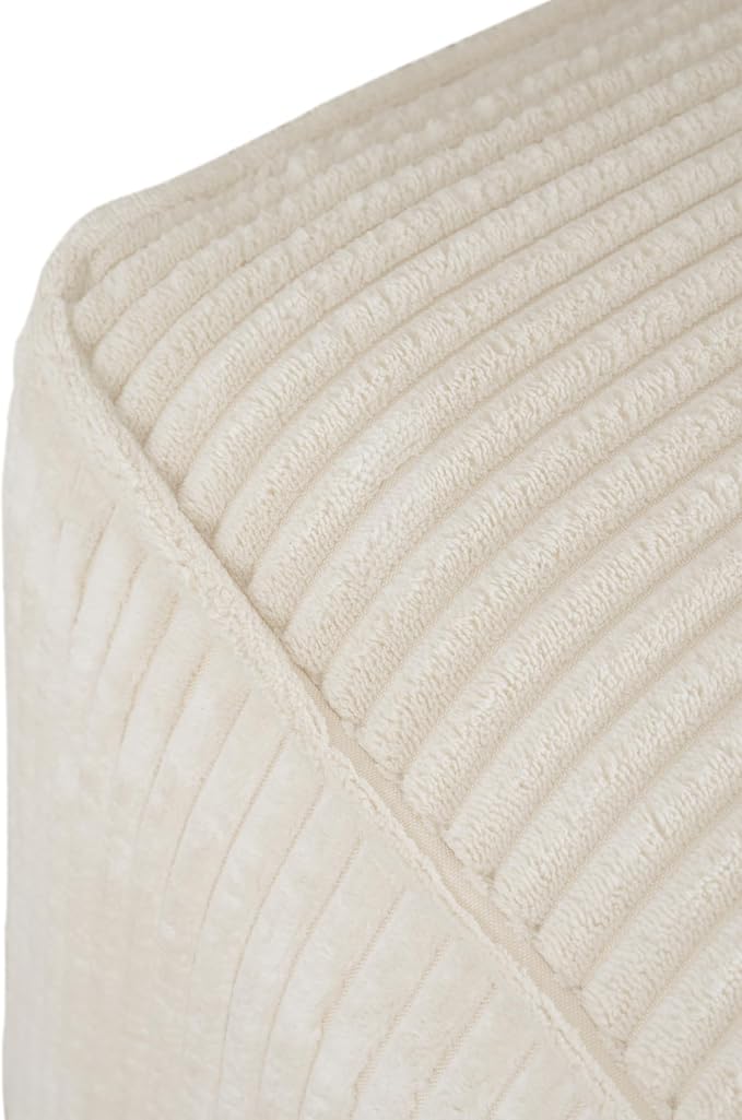 Christopher Knight Home Isa Square Ottoman Footstool, Corduroy Pouf Poufee Footrest Ottoman Large Seat, Modern Side Table for Living Room Bedroom Home Decor, Beige, 30"