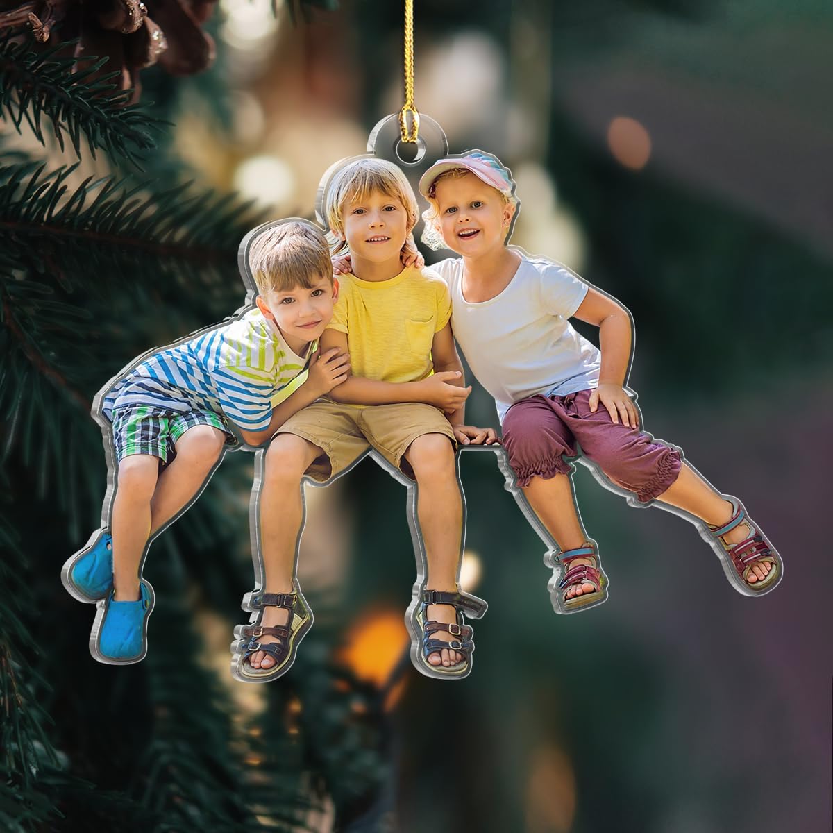 Personalized Baby Photo Ornament, Custom Ornament with Picture, Christmas Acrylic Ornament Gifts for Son Daughter, Sister Brother, Siblings, Boys Girls, Christmas Hanging Decor