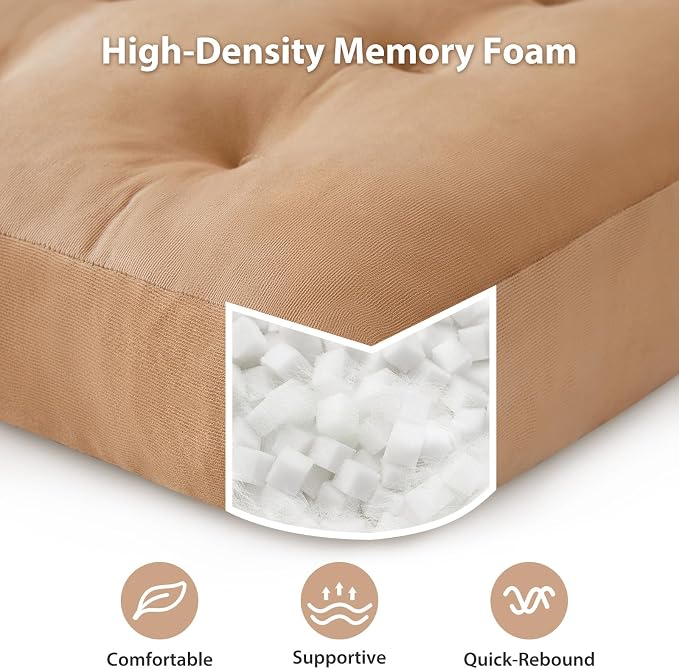 Meditation Floor Pillow Set of 2, Square Large Pillows Seating for Adults, Meditation Cushion Pillow,Tufted Corduroy Cushion for Tatami Living Room or Yoga, Coffee, 22x22 Inch