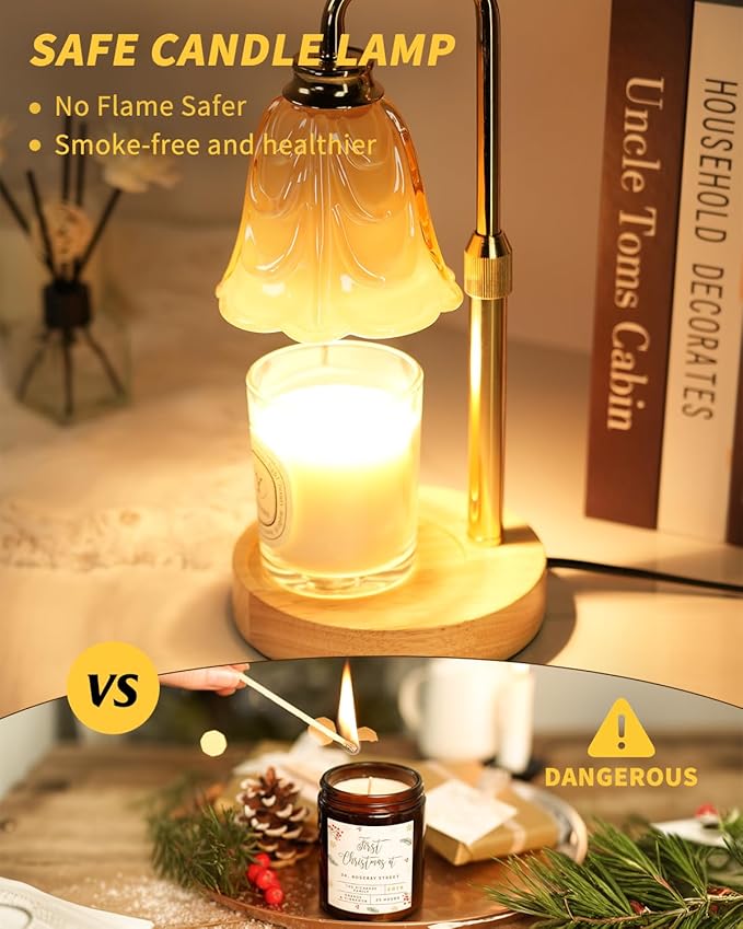 SupBri Tulip Candle Warmer Lamp, Adjustable Height, Dimmable Candle Warmer with Timer, Mom Womens Gifts for Birthday, Unique Home Decor Aesthetic (Off White)