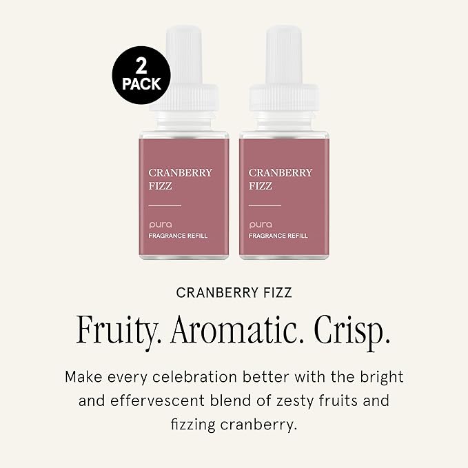Pura Smart Home Scent Refill - Long-Lasting Premium Fragrance per Refill - Clean Diffuser Fragrance for Home, Office & Apartment - 2 Pack, Cranberry Fizz