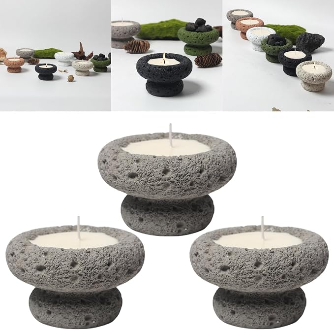 Cement Candle Container in Cement Gray, Stylish and Durable, Empty Cup for Wax Pouring and Aromatherapy, Perfect for Home Décor and Gifts, 3pc