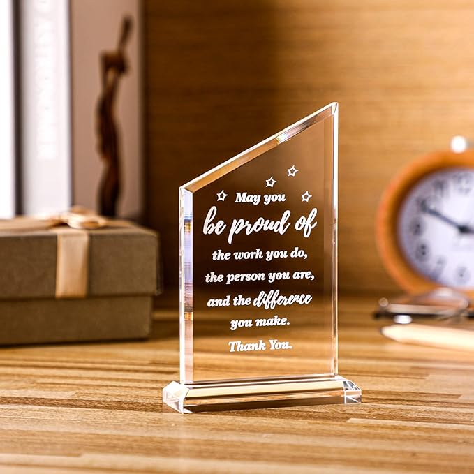 Yinder Thank You Gifts for Women Appreciation Gifts for Coworker Employee Nurse Teacher Leader Boss Inspirational Quotes Acrylic Desk Decor for Home Office Farewell Retirement