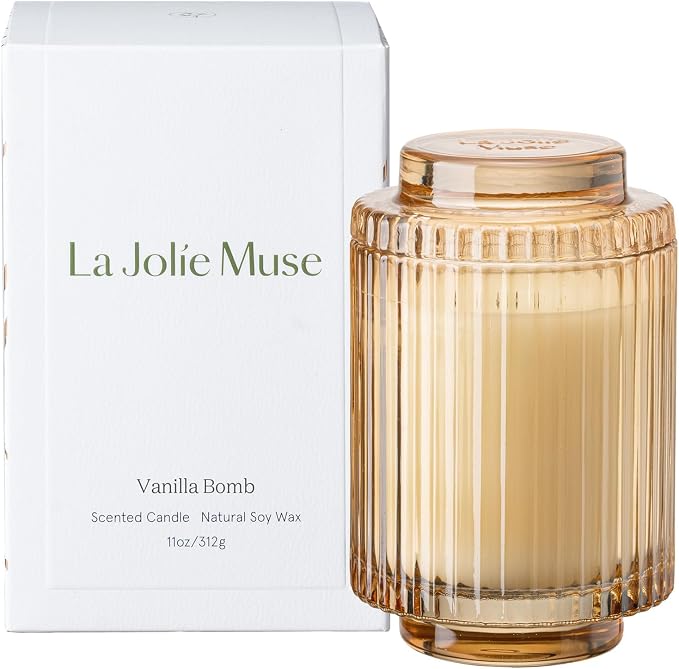 LA JOLIE MUSE Vanilla Zest Scented Candles for Home, 11 oz Natural Soy Wax | Luxury Jar Candle, Clean Non Toxic, Gift for Women & Men, Decorative Candles for Candle Warmer, Lemon Coconut Bergamot