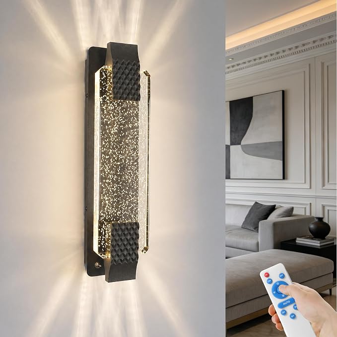 camuucci Battery Operated Wall Sconce, Rechargeable Black Light 1 Pack | Wireless Wall Lamp with 12000mAh Battery，Not Hardwired Wall Fixture for Bedroom Living Room - 14.5 Inches