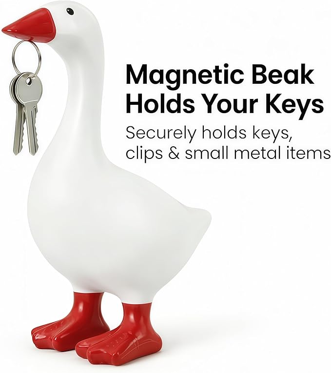 Desk Goose 7 Inches Desktop Goose Statue with Magnetic Beak, Funny Office Decor & Cute Home Desk Decoration Gift for Women