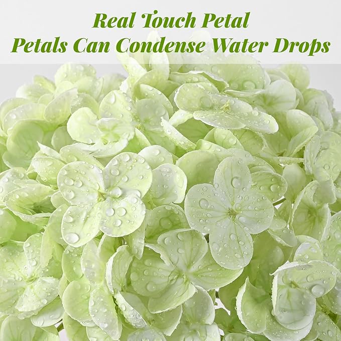 MARTINE MALL 3Pcs 21in Hydrangea Artificial Flowers, Latex Real Touch Hydrangeas Lifelike Large Hydrangea Flowers for Home Decor Party Arrangements Wedding Bouquets Centerpieces (Light Green)