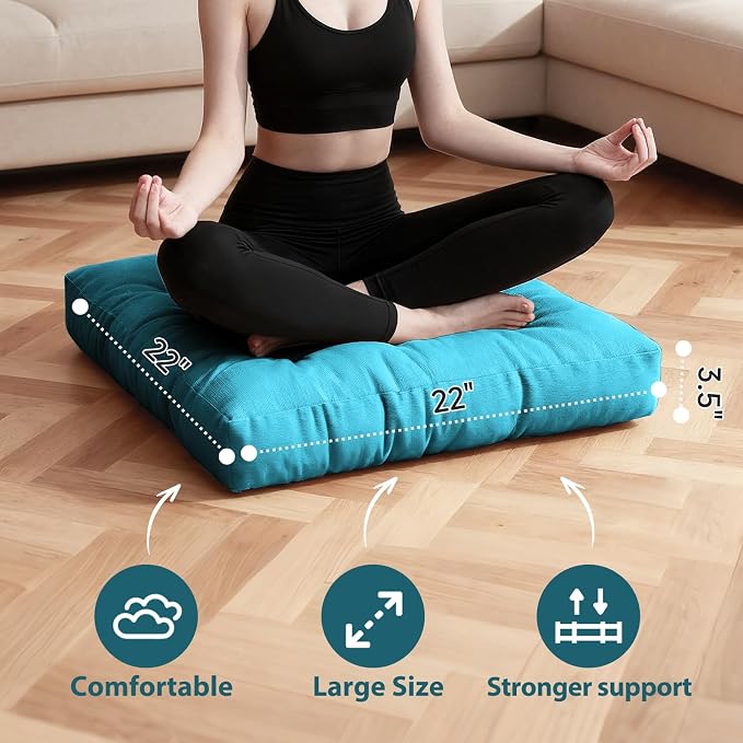 Tiita Outdoor Cushions Square Floor Pillow Thicken Tufted Seat Pad Large Floor Cushion for Yoga Meditation Living Room