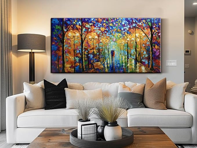 Tyed Art- Large Wall Art,Hand Painted Wall Art Landscape Oil Painting ,Wall Art for Living Room, Bedroom Office Wall Decor, Modern Textured Wall Art, Colorful Abstract Artwork Picture, Modern canvas Wall Art 60 by30 inch