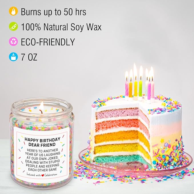 Homsolver Birthday Gifts for Women Men, Friendship Gift for Friends, Unique Christmas Female Coworker, Bestie, Happy Birthday Vanilla Cream Candles