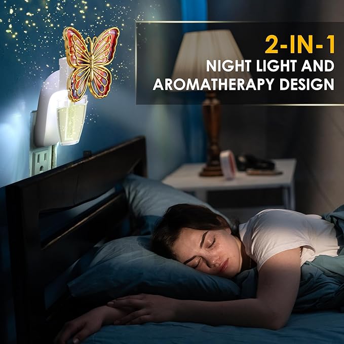 Hohean Wall Fragrance Plug in Compatible with Bath and Body Works WallFlower, Scent Diffuser with Night Light, ETL Certified, Long Lasting Scented Warmer Diffuser Home Office (Red Butterfly)