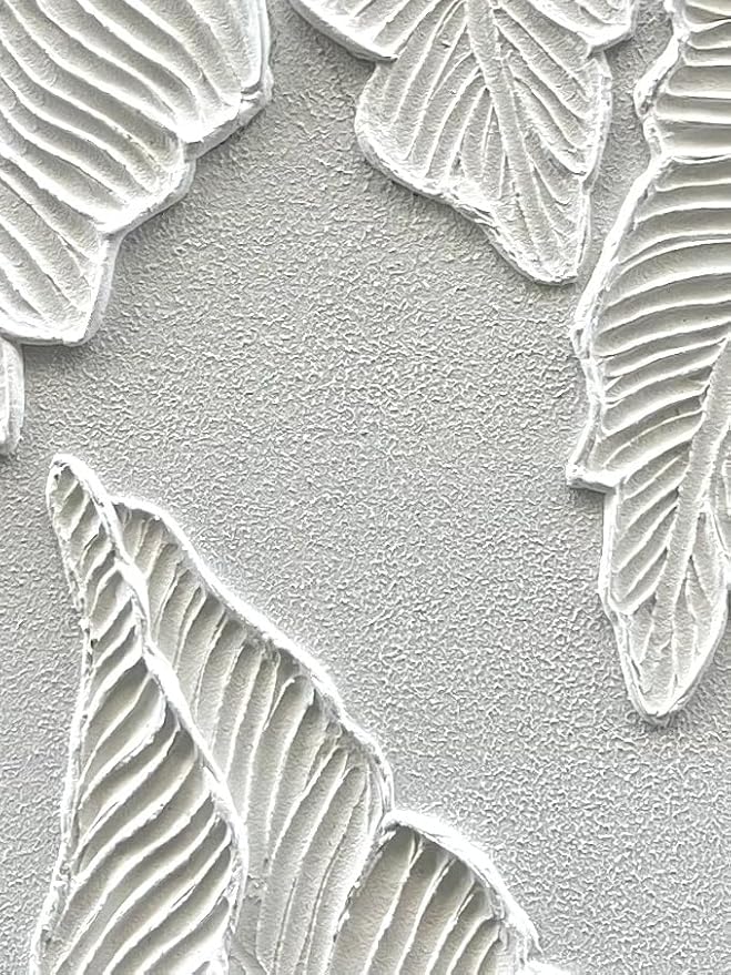 NANKAI Art Hand Painted Thick Texture White Abstract Art Oil Painting 48x24 inch White Leaf Texture Painter House Wall Art Decorative Oil Painting