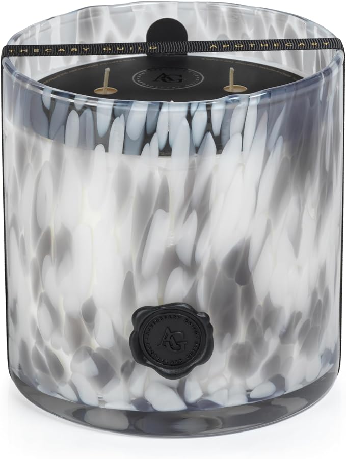 Zodax Apothecary Guild Scented Opal Glass Jar Candle- 50 oz/3-Wick - Lemon Peel, Lavender & Tarragon