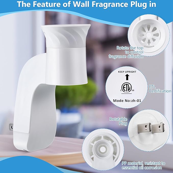 Hohean 3 Pack Wall Fragrance Plug in Compatible with Bath and Body Works WallFlower Refills, ETL Certified, Rotatable, Precise Scent Adjustable Fragrance Control Diffuser Plug for Home, Office (White)