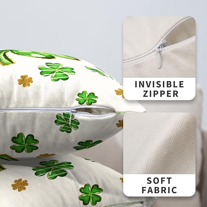 Set of 2 Lucky Charm Shamrock Vase Pillow Cases Polka Dot Clover Pillow Covers 16x16 st Patricks Day Cushion Cases for Sofa Couch Home St Patricks Day Indoor Outdoor Decor