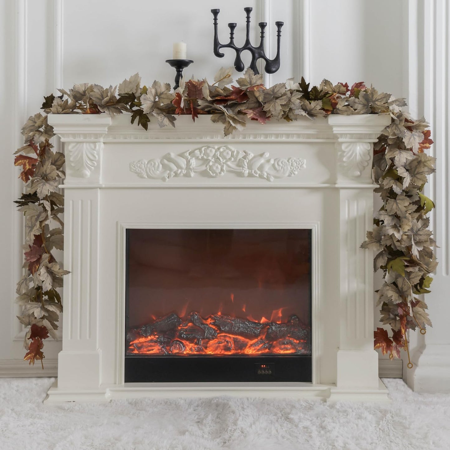 PARTY JOY 6PCS Leaf Garland, 5.6Ft Halloween Garland Artificial Maple Leaf Autumn Hanging Fall Vines Thanksgiving Decorations Fall Decor