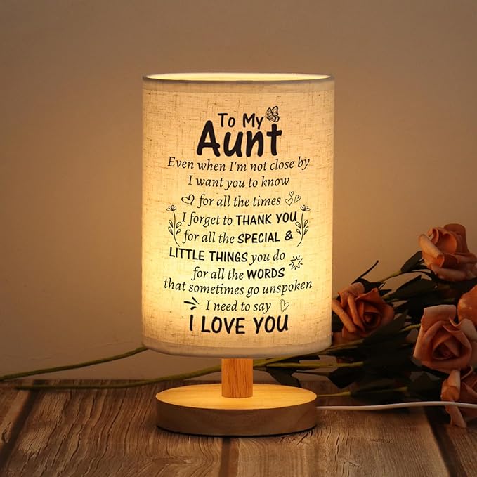 WSYEAR Aunt Birthday Gifts from Niece, Mothers Day Aunt Long Distance Gifts from Niece Nephew - Desk Bedside Lamp