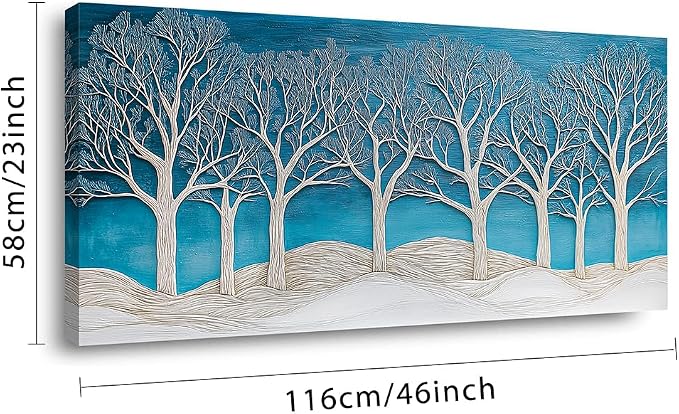 Ggaafet Abstract Forest Wall Art for Living Room Canvas Painting Prints Beautiful Blue Snow Wood Art Deco Modern Artwork Office Bedroom Family Dining Room Decor Large
