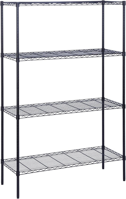 Honey-Can-Do 4-Tier Heavy-Duty Adjustable Shelves, Metal Storage Rack with 350-lb Shelf Capacity, Black, 18" W x 48" L x 72" H