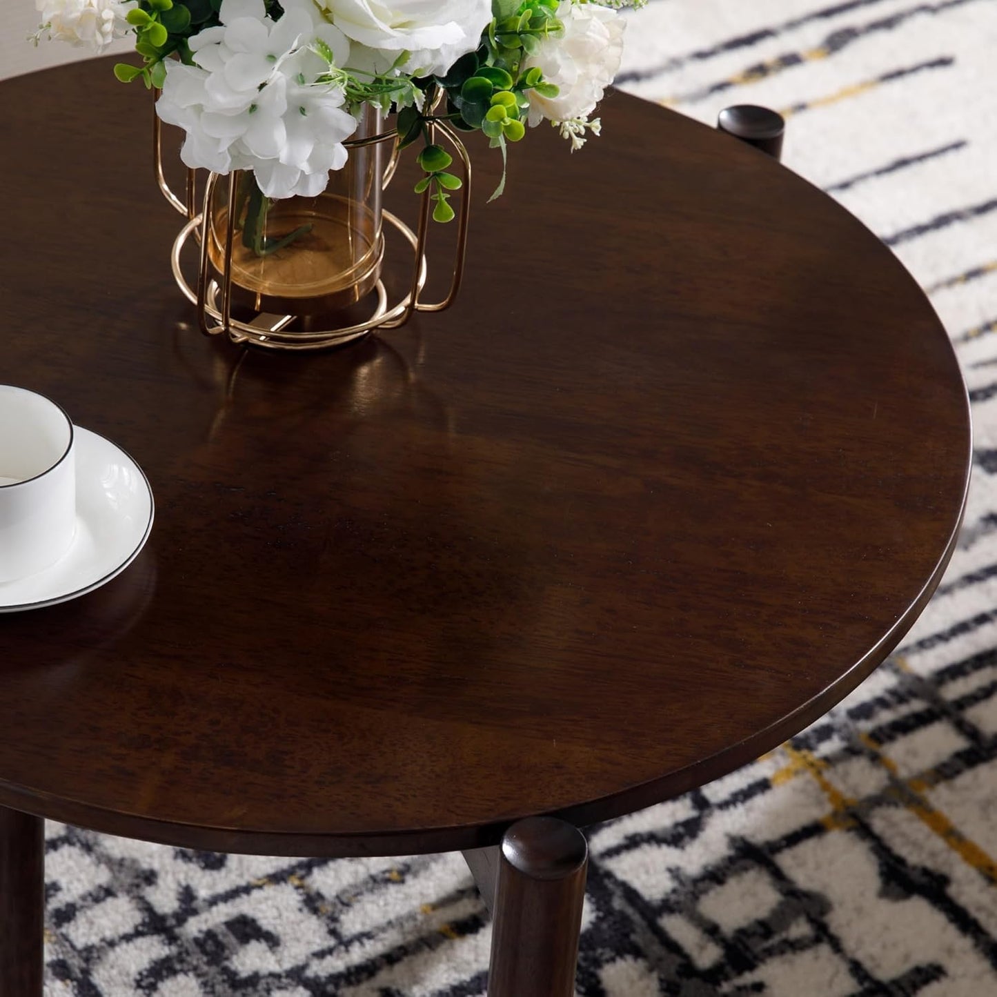 Wooden Round Modern Nesting Coffee Set of 2, Round End Table Side Table, Stacking Living Room Accent Tables for for Living Room Bedroom Balcony, Walnut