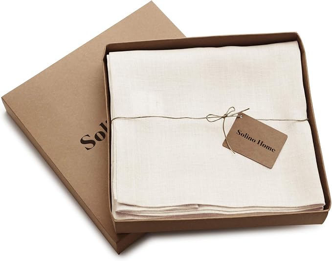 Solino Home European Flax Linen Sheer Curtain 144 Inches Long, 100% Pure Linen Ivory 52 x 144 Inch Long Light Filtering Rod Pocket Window Curtains Panel for Living Room, Bedroom - 1 Panel