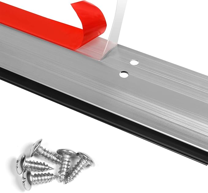 Door Metal Kick Plate Draft Stopper 36 inches Aluminum Mouse Blocker with Rubber Sweep Seal for Stop Under Doors Drafty Cover 3-7/8 inch Gap, 5-1/8"x36" Silver