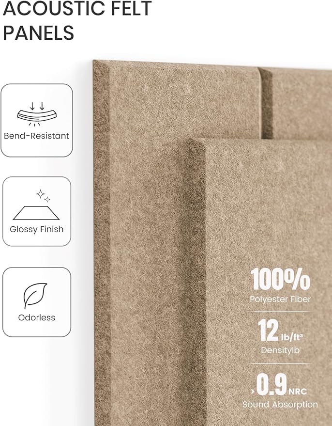 Large Felt Bulletin Board 48" x 36" Cork Board Alternative-12 Pack with 70 Safe Removable Adhesive Tabs, Cork Boards for Walls Felt Board for Home Office Classroom Pin Board-Taupe