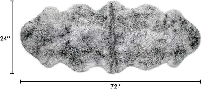 WaySoft New Zealand Sheepskin Area Rug – Genuine Fluffy Wool, Multiple Sizes, Bedroom or Living Room Decor(2ft x 6ft,Wolftip)