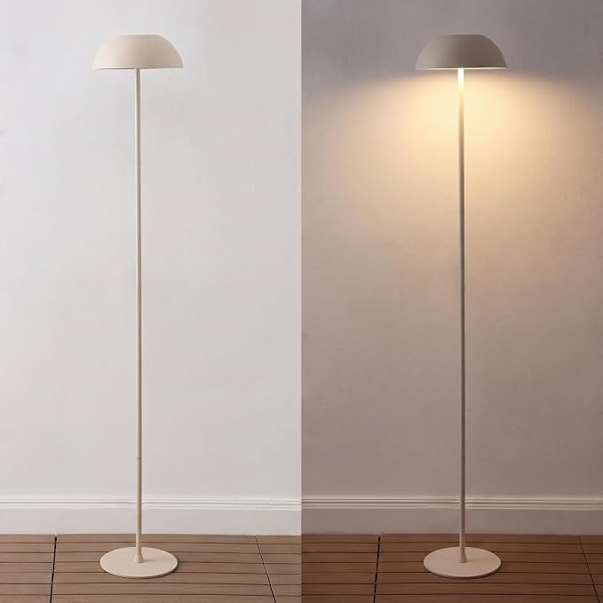 JONATHAN Y Laurel 59" Contemporary Minimalist Mushroom Metal Outdoor Floor Lamp, Almond, Rechargeable Cordless and Dimmable with Integrated LED, Weather Resistant for Patio JYL7165C