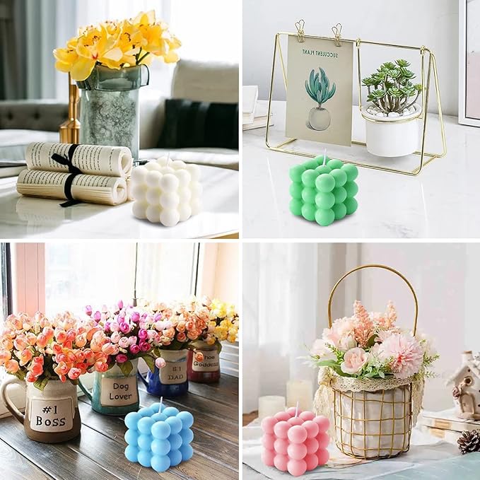 Scented Bubble Cube Candles, Candles for Home Decor Scented, 5.4 oz Soy Wax Aromatherapy Candle, Aesthetic Room Cute Danish Pastel Large Decorative Shaped Gifts - Lavender(Green)