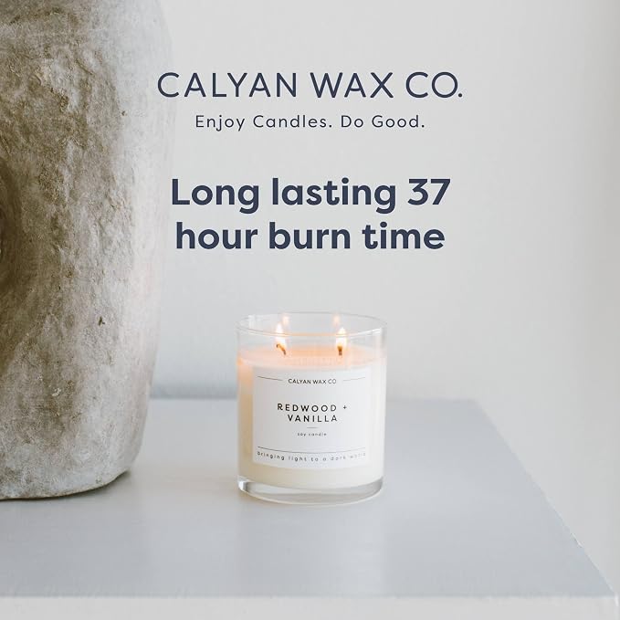 Calyan Wax Co. Aspen & Fog 2 Wick Scented Candle - 37 Hour Burn - Luxury Clean Soy Wax Candles - Long Lasting Large Glass Jar Candle for Home - 8.8oz