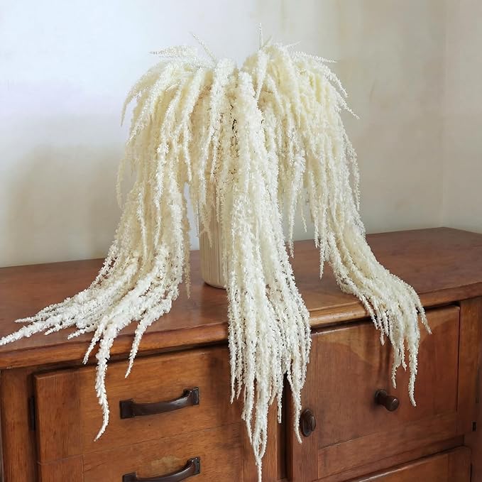 Suncalla 12 Pcs Beige Spring Natural Dried Amaranthus Hanging Flowers Amaranthus Artificial Flowers for Wedding Arch Bouquet Floral Garland Wall Home Decoration (45 Inch)