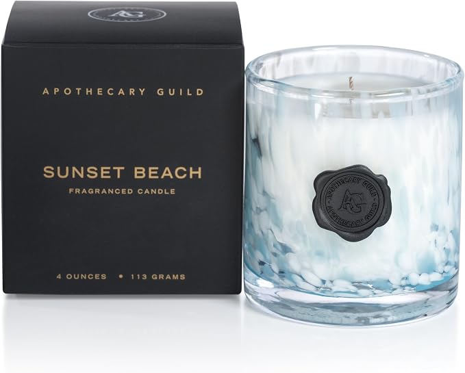 Zodax Apothecary Guild Scented Opal Glass Jar Candle in Gift Box - 4 oz - Sunset Beach
