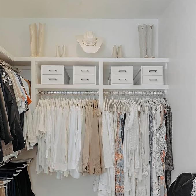 BOLUO Stackable Storage Drawers Closet Organizers and Storage Fabric White 2 Drawer Dresser for Bedroom Modern