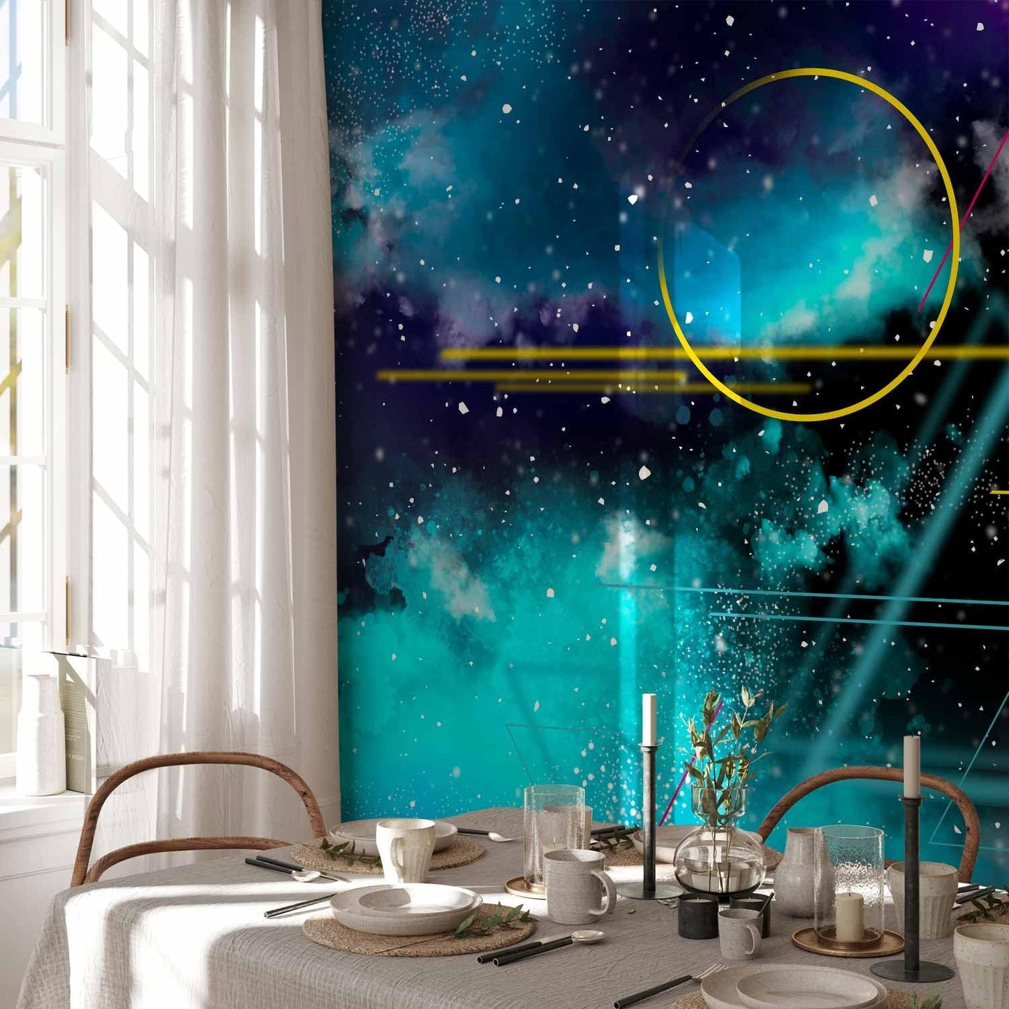artgeist Wall Mural Galaxy 193x138 in - Peel and Stick Self-Adhesive Wallpaper Removable Large Sticker Foil Wall Decor Print Design Mural Cosmos Galaxy Cosmonaut Astronaut a-A-10328-a-a