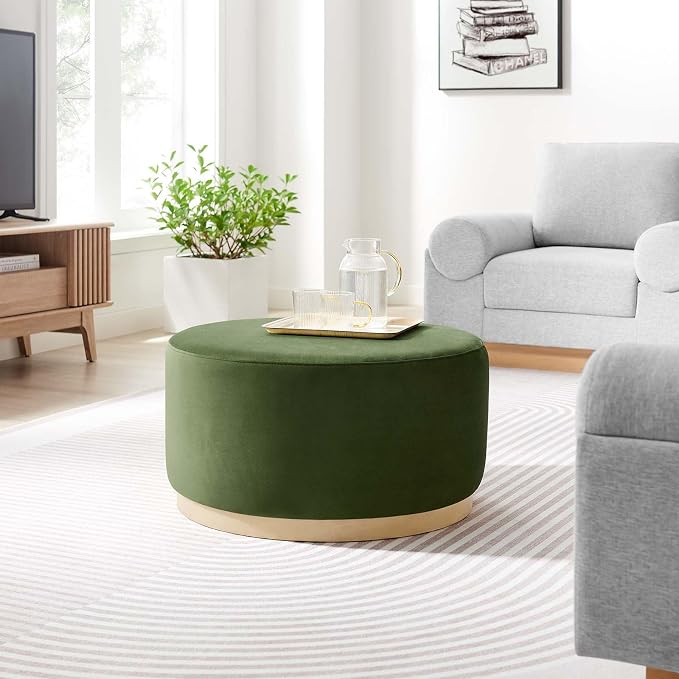 Modway Large 29" Round Performance Velvet Upholstered Upholstered Ottoman