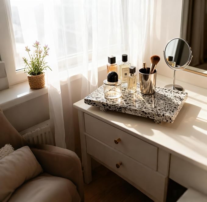 Marble Pedestal Stand, Bathroom Vanity Counter Organizer, Jewelry and Soap Display Stone Tray for Home Decal, Kitchen Sink(Multi Colors)