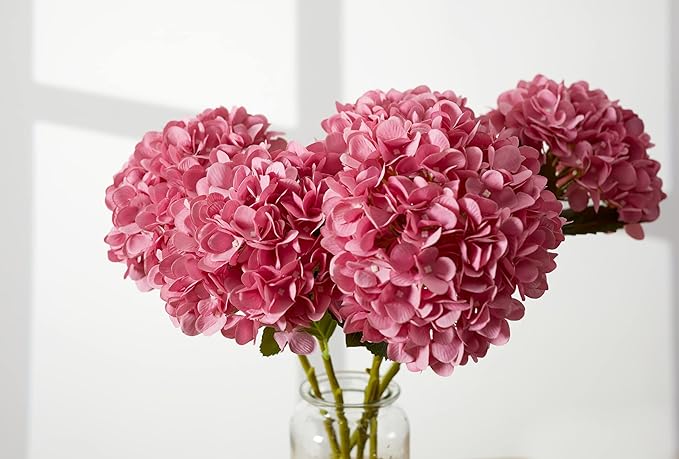 PARTY JOY 12PCS 15.4In Artificial Hydrangea Silk Flowers Bouquet Faux Hydrangea Stems for Wedding Centerpieces Home Decor