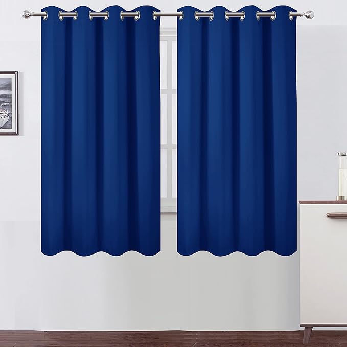 LEMOMO Royal Blue Blackout Curtains 66 x 63 Inch Length/Set of 2 Curtain Panels/Thermal Insulated Room Darkening Blackout Curtains for Bedroom