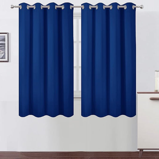 LEMOMO Royal Blue Blackout Curtains 66 x 63 Inch Length/Set of 2 Curtain Panels/Thermal Insulated Room Darkening Blackout Curtains for Bedroom