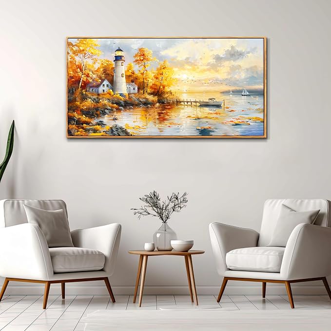 XIGUANGART Beach Wall Art Prints: Modern Large Nautical Coastal Landscape Canvas Bedroom Blue Ocean Picture Relaxing Living Room Sea Scene Painting Horizontal Summer Seascape Artwork Decor 40"L x 20"W