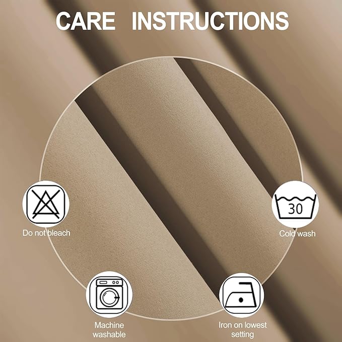 LEMOMO Natural Thermal Blackout Curtains/38 x 63 Inch/Set of 2 Panels Room Darkening Curtains for Bedroom