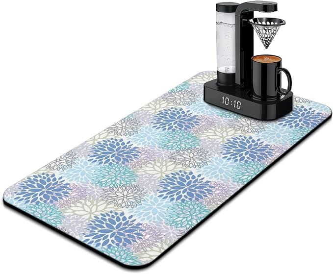 Fun Coffee Mat 31inx17in,Coffee Bar Mat for Countertops,Absorbent Hide Stain Anti-Slip Coffee Bar Accessories Fit Under Coffee Machine Mat,dish Drying Mats for Kitchen