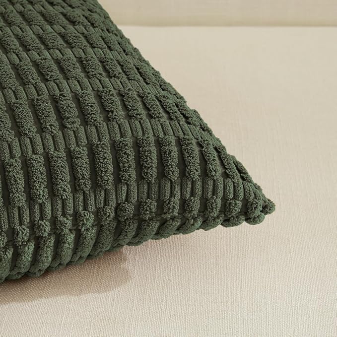 Fancy Homi 4 Packs Decorative Throw Pillow Covers for Living Room Couch Bed, Modern Farmhouse Boho Home Décor Accent Cushion Case, 16" x 16" (Pack of 4), Olive Green