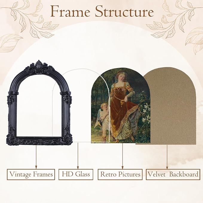 Black Antique Picture Frames 5x7 Ornate Arched Vintage Picture Frames with Glass Front for Wall Hanging and Tabletop Photo Gallery Wall Decor Vintage Home Decor